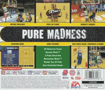 NCAA March Madness 99 (US) box cover back